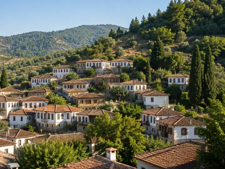 Stone houses on the hillside in Şirince village
