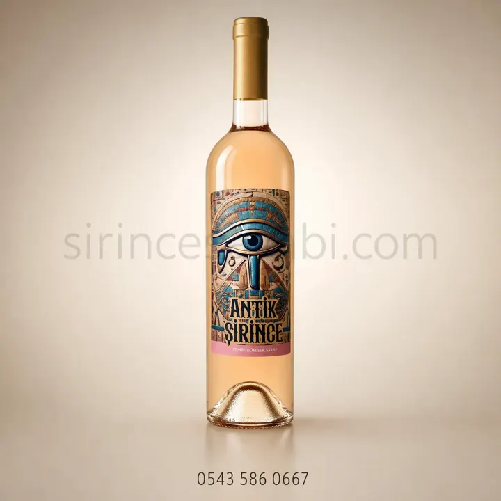 Antik Şirince Pembe Dömisek Şarap 750 ml şişe ve etiketi