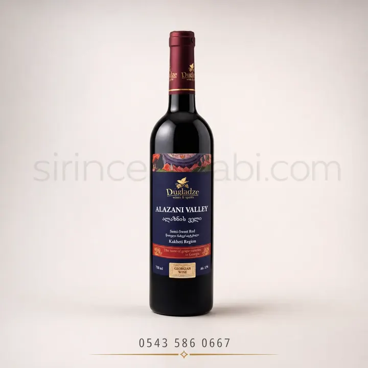 Gürcistan menşeli Dugladze Alazani Valley 750 ml kırmızı şarap şişesi