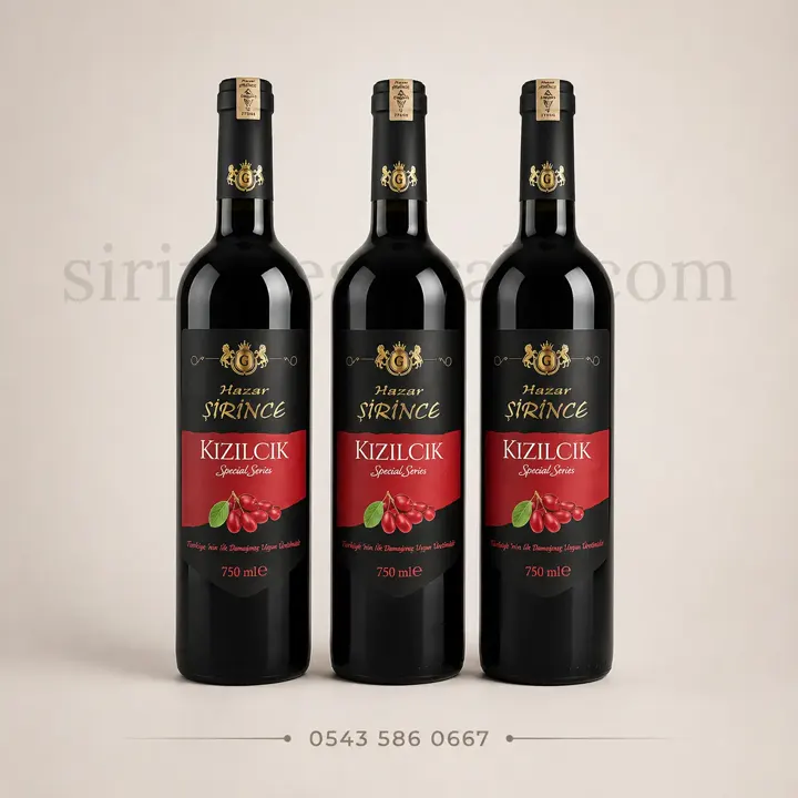 Hazar Şirince meyve şarabı serisi farklı meyve aromalı şişeleri