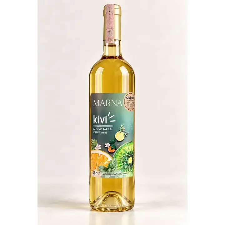 Marnas Kivi Şarabı şişesi – Tatlı meyve şarabı (Kivi ve Chardonnay üzümü), Marnas üretimi, Şirince
