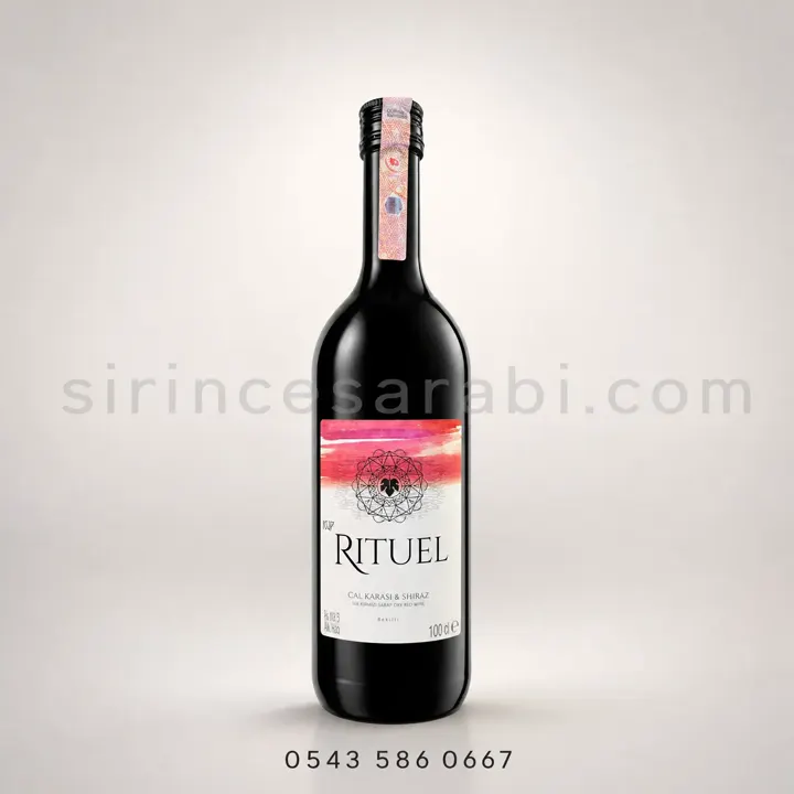 Ritüel Çalkarası ve Shiraz üzümleri karışımı 1000 ml sek kırmızı şarap şişesi