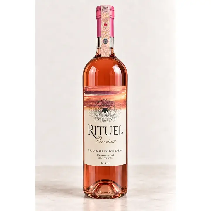Ritüel Pembe Şarap 1 Litre şişesi – Sek roze şarap (Çalkarası ve Kalecik Karası) 1000 ml, Ritüel üretimi, Şirince