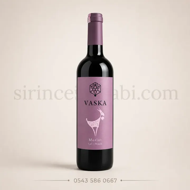 Denizli Bekilli bölgesi üretimi 2020 rekolte Merlot üzümü kırmızı şarap şişesi
