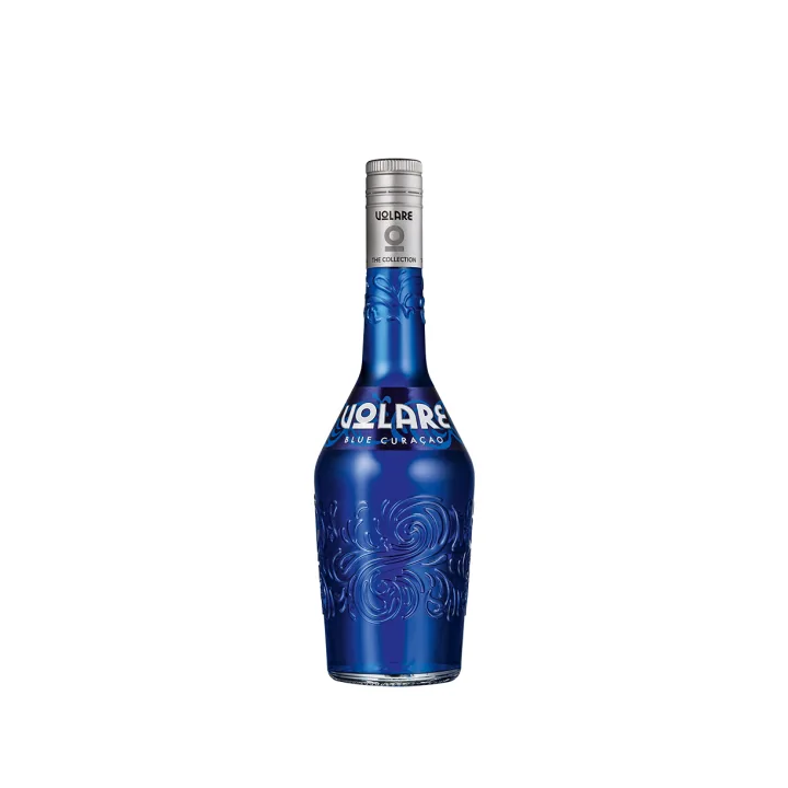 Volare Blu Curacao şişesi — Mavi portakal likörü, 700 ml, %22 alkol; üreticinin ürün fotoğrafı