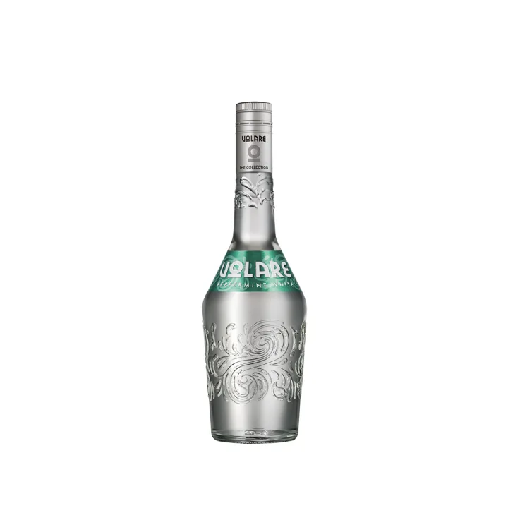 Volare Peppermint White şişesi — Renksiz nane likörü, 700 ml, %22 alkol; üreticinin ürün fotoğrafı